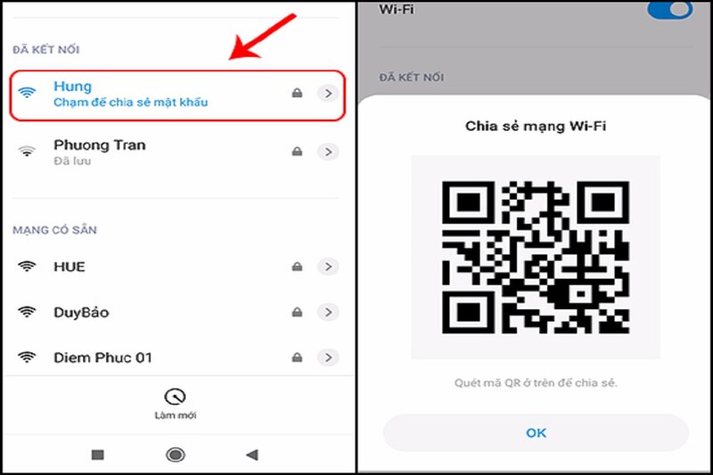 chia sẻ wifi trên iphone bằng mã QR